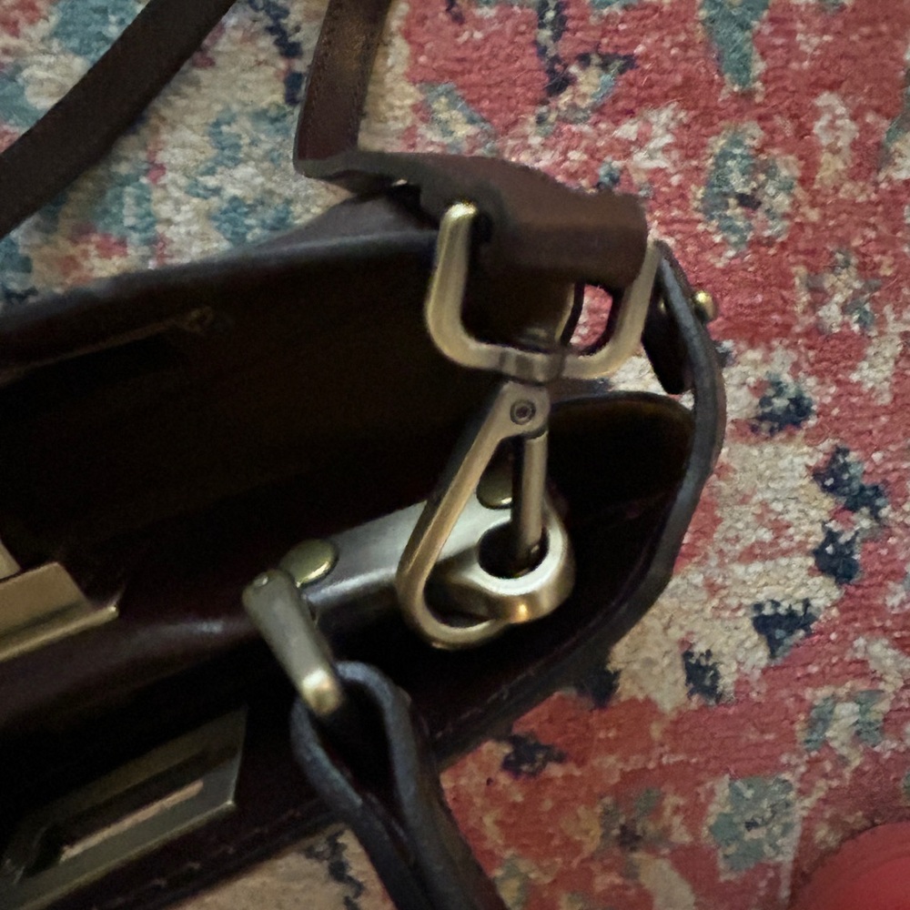 Vera Pelle Chocolate Brown Leather Satchel with Gold Hardware - Picture 8 of 12
